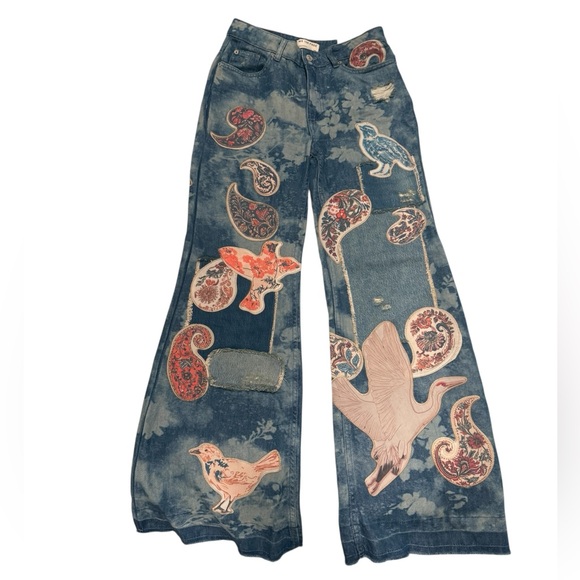 *NWT* Free People Flying High Patched Jeans Size 26 - Picture 5 of 14
